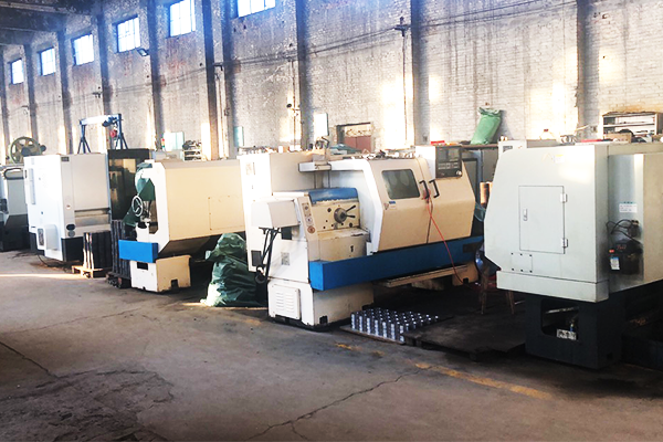 Industrial lathe machining operation